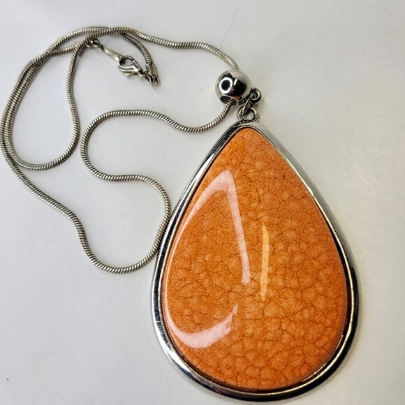 Large Orange Pendant Necklace - Picture 7 of 8